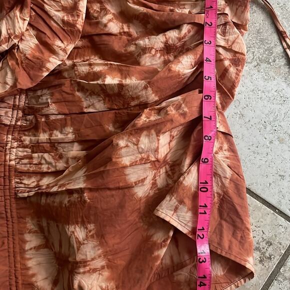 ULLA JOHNSON Senta One-Shoulder Tie Dye Stripe Cotton Top Sequoia - Picture 14 of 15